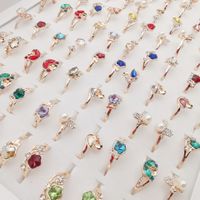 Trendy exquisito rosa oro anillos de color Set para mujeres llenadas Cubic Cubic Cristal Sty Stone Body Party Jewelry Zhang