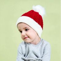 クリスマスのキッズハットポンポン編み冬の暖かい柔らかい赤ちゃん幼児かぎ針編みのビーニーイヤーカバークリスマスグリーン赤い子供ニット帽子LJJP799