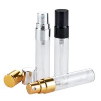3 ml 5 ml Doldurulabilir Cam Parfüm Şişesi Ile UV Püskürtücü Kozmetik Pompa Sprey Atomizer Gümüş Siyah Altın Kap