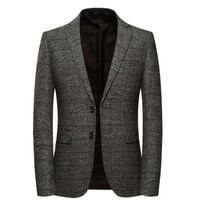 Мужская шерсть Blazer полосатая куртка локоть патч Blazer Tweed Blazers Coat Business повседневная пальто Шиеркси T200324