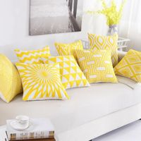 Cushion Decorative Pillow Nordics Geometry Pillowcase Cotton Embroidery Yellow Cushion Cover Cojines Decorativos Para Sofa Year Home Decorat