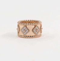 Vier-Leaf Clover Kaleidoskop Dreifarbige Ring 18k Rose Gold Full Diamond Offizielle Website Derselbe Stil mit Kasten hoher vierblättriger Klee
