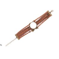 Sublimering Armband Favorit Brown Leather Cord Wristband DIY Blanks Alloy Round Smycken Par Armband Valentine Gift RRD13271