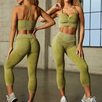 Woman Ribbed Washed Seamless Yoga Set Tracksuits Sports Bra Leggings Shorts Fitness Tights Suit Gym Clothes Workout Sportswear 220122