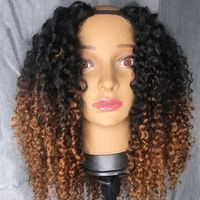 Curly 1x4 Opening U Part Human Hair Wigs for Black Women 250Density Ombre Brown Blonde Color Full Machine Made U Shape Wig Remy 100% Unprocessed
