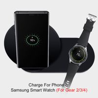 Cargador inalámbrico de alta calidad Qi Faster 2 en 1 para Samsung Galaxy S9 S8 S8 S10 Note10 S 9 S 8 Gear S3 S4