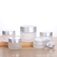 wholesale 1oz 5g 10g 15g 30g frosted luxury cosmetics cream glass bottles and cosmetic jars 50ml 100ml with Silver Plastic Lids & Inner Liners send by sea