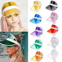 Hirigin 2021 Summer PVC Hat Sun Visor Partie Casual Plastique Clair Casquette Cap Cap Cap Soldes solaires de plein air Femmes Femmes