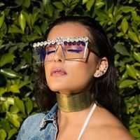 Strass retro strass Oversize Vintage Square Occhiali da sole Occhiali da vista Eyewear Shade Feminino Sunglasses UV400 2022 Design