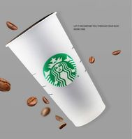 24oz Tumblers 플라스틱 마시는 주스 컵 립 및 짚 마술 커피 머그 컵 Costom Starbucks 플라스틱 투명 컵