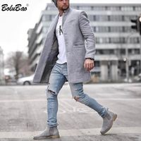 Мужская шерстяная смесь BOOLUBAO бренд мужские сплошные цветные повседневные пальто длинные пальто зимний бизнес пальто мужчина