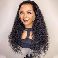 26Inch 180%Density Natural Black Pre Plucked Brazilian Long Kinky Curly Soft Lace Front Wig For Black Women With Baby Hair Daily wig