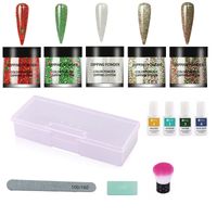 Serie de Navidad Dominación en polvo Acrílico Nail Art Kit Natural Air-secado con herramientas de caja Conjunto Set DIP Nail Powder Hiaisb