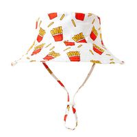 Детские летние открытый рыбацкий шляпы подсолнечника фрукты ананас французские фри напечатаны дети дети солнце пляжные шапки младенцев девушка солнцезащитный крем ковш шапка регулируемая