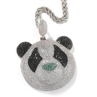Diseño de lujo INS estilo animal Panda Colgante Colgante Collar Zirconia Micro Pave Mens Joyería de regalo