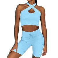 Yoga Outfit Fashion Women Athletic Suit 2PC Seamless Naked Feel Tank Top With Shorts Set For Training Exercise Ropa Deportiva Mujer