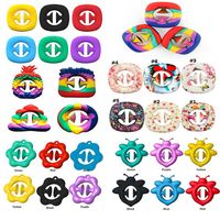 Rainbow Snap Fidget Toys Grab Sensory Silicone Anti Stress Hand Grip Toy Ball Snappers Fidget Squeezy Decompression Ring Push Bubble a40 a39