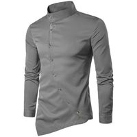 Erkek Casual Gömlek Uzun Kollu Gömlek Katı Slim Fit Erkekler Düzensiz 2022 Moda Kollu Nakış Erkek Bluz