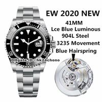 2020 di alta qualità EWF 904L acciaio 41mm data data automatica orologio da uomo automatico con lunetta in ceramica nero quadrante nero 904L Bracciale in acciaio con orologi Gents