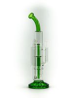 Vintage New 12inch Three Tiered Recycler Glass BONG Hookah Smoking Pipes Oil Burner with bowl can put customer logo