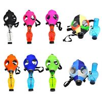 Gas Mask Silicone Pipe with Acrylic Smoking Bong Solid Camo Colors Creative Design Dabber for Dry Herb Concentrate a48 a12
