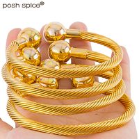 4 pièces / lot doré couleur au Moyen-Orient Bangle d'or Dubai Balls Bracelets pour femmes Bracelets éthiopiens Bijoux de mariage Cadeaux africains 201209