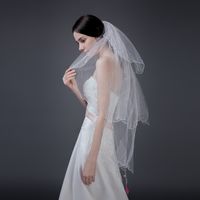 Manufacturers Produce and Wholesale Bridal Boutique Bride Wedding Veil Three-layer Crescent Beads Fingertip Length Short Veils Hair Accessories