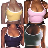 Vogue Sexy Crop Tops For Women Halter Fitness Tight Bustier Strappy Skinny T-shirt Girl Dance Cropped Tops Vest Tank