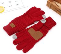 CC вязание сенсорный экран перчатки емкостные перчатки CC женские зимние теплые шерстяные перчатки противоскользящие вязаные телевизирующие сенсорный экран