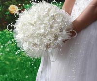 Bouquet de mariée de soie perle romantique Rose Fleurs de la main de la soie Ruban de soie Perle De Mariage De Mariage Bouquet De Demoiselle De Délais Floral Decoration1