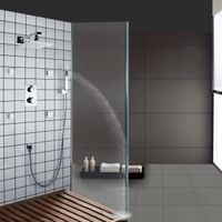 Bathroom Chrome Polished Shower Faucet Wall Mount Rainfall LED Shower Head With Handheld Shower Set