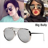 Mode Big Bully Style Aviation Style Sunglasses Femmes Men Marque Design Cadre métal épais lunettes de soleil oculos de sol