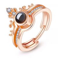 Crown Two-In-One Projection Ring Female Fashion Personality Couple Valentine'S Day Gift