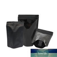 100 pcs cor preta folha de alumínio estendeu as malotes zip bloqueio comida café armazenamento café mylar com bolsa de bloqueio de zíper