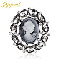 Pins, Brooches Ajojewel Vintage Cameo Brooch Pins For Women Suit Retro Jewelry Wholesale Broche Femme