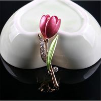Broches de flores de esmalte Pins de lapa de corsage Diamond Tulip Brooch Pins Broches Joyer￭a de moda de boda para mujeres Will and Sandy