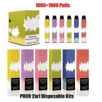 100% Original Poco 2 em 1 Dispositivo Descartável Kit 2000 Puff 900mAh Bateria 6ml Dual Pods Vape Pen 2in1 Max Plus Genuine