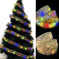 Christmas LED Lights Bronzing Double Ribbon String Light Xmas Ornaments Party Tree Decoration Pendant xxa15 a20