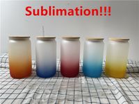 16oz Sublimation Glass Beer Mugs Gradient Can Shaped Glass C...