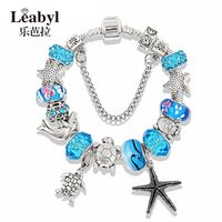 Blue Ocean seri pan flower diamond inlaid ancient sier bracelet Starfish Pendant Bracelet