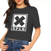 XPLR Womens Camiseta Midriff-Baring Casual Sam e Colby Confortável Moletom Com Multi Novidade Novidade Roupa Respirável Manga Curta Tee S-XL