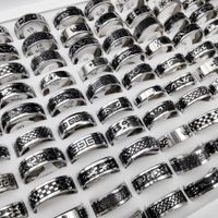 50 Pcs/lot Vintage Retro Style Stainless Steel Rings For Men And Women Fashion Round Punk Rings Gift Accessories WholeSale