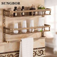 Bathroom shelf 40cm length antique aluminum bathroom corner holder shower room basket accessories 220120