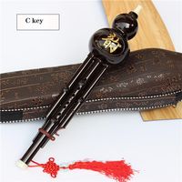 Chinese Handmade Hulusi Black Bamboo Gourd Cucurbit Flute Ethnic Musical Instrument Key of C with Case for Beginner Music Lovers in stock a45