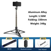 Aluminum alloy Bluetooth-compatible Selfie Stick Tripod Foldable Monopod With Two Led Fill Light Anti-shake For Action Cameras Smartphones shake-proof