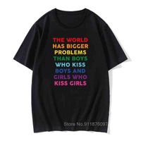 Daha büyük problemler erkekler için t-shirtler gurur eşcinsel lezbiyen biseksüel gökkuşağı lgbt lgbtq tişörtlü o boyun saf pamuk t shirt y220214 tops