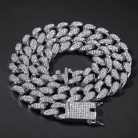 Hip Hop Bling Chains jóias homens 14k banhado a ouro gelado Correntes de braceletes Colar de prata Miami Cuban Link Chain 2cm