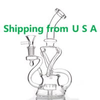 Stati Uniti d'America Azionamento di gallecchie di vetro Bong Tubi di acqua del fumo Bongs Recycler DAB Rig con accessori per fumare ciotola da 14 mm