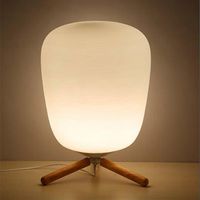 New styles E27 Ultra Modern Mini Fashion Frosted Glass Lampshade and Wooden Bracket Texture Study Table Lamp with Light Source US Plug