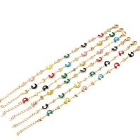 Link, Cadeia de aço inoxidável pulseiras Turkish Eye Cor de cor da cor redonda Evil esmalte para mulheres jóias presentes na mão, 1 peça